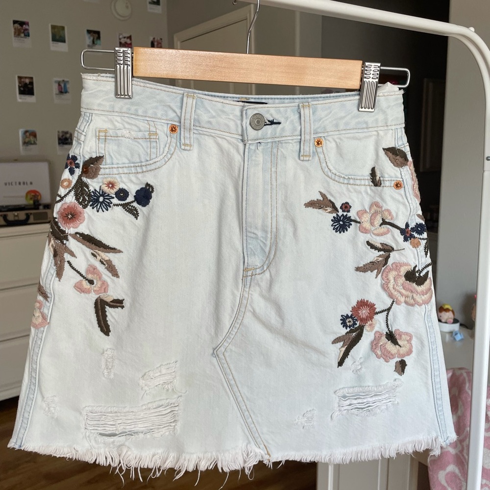 Abercrombie Floral Denim Skirt